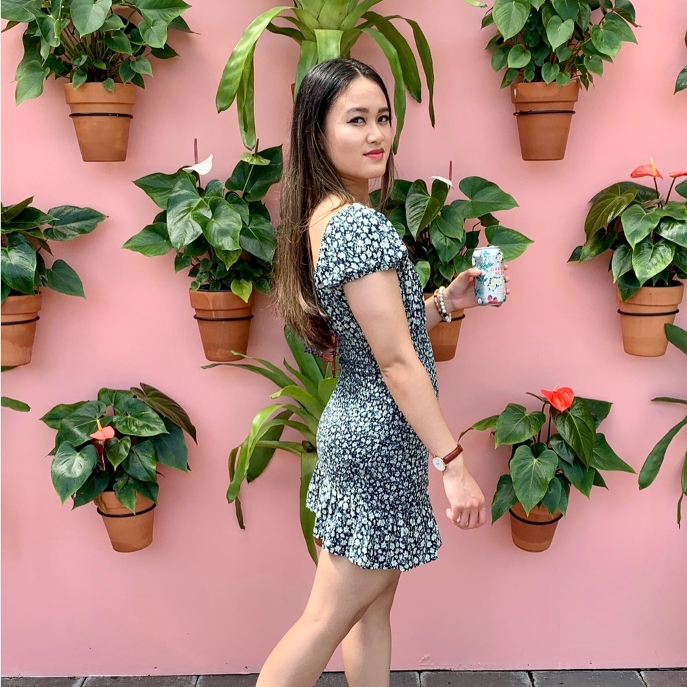 Wild Fable Floral Scoop Neck Smocked Body Mini Dress small